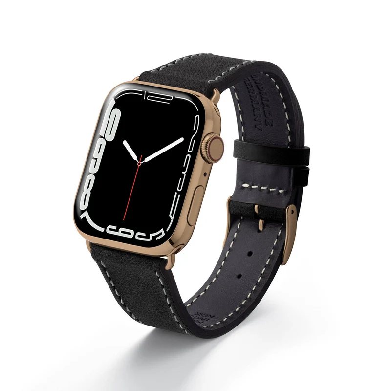 Apple Watch 1-9 Armband aus weichem Leder "HOHELUFT" – Schwarz