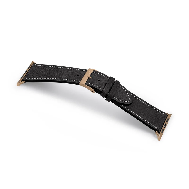 Apple Watch 1-9 Armband aus weichem Leder "HOHELUFT" – Schwarz