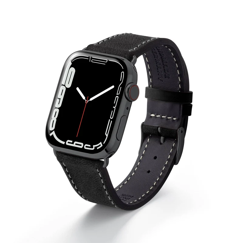 Apple Watch 1-9 Armband aus weichem Leder "HOHELUFT" – Schwarz