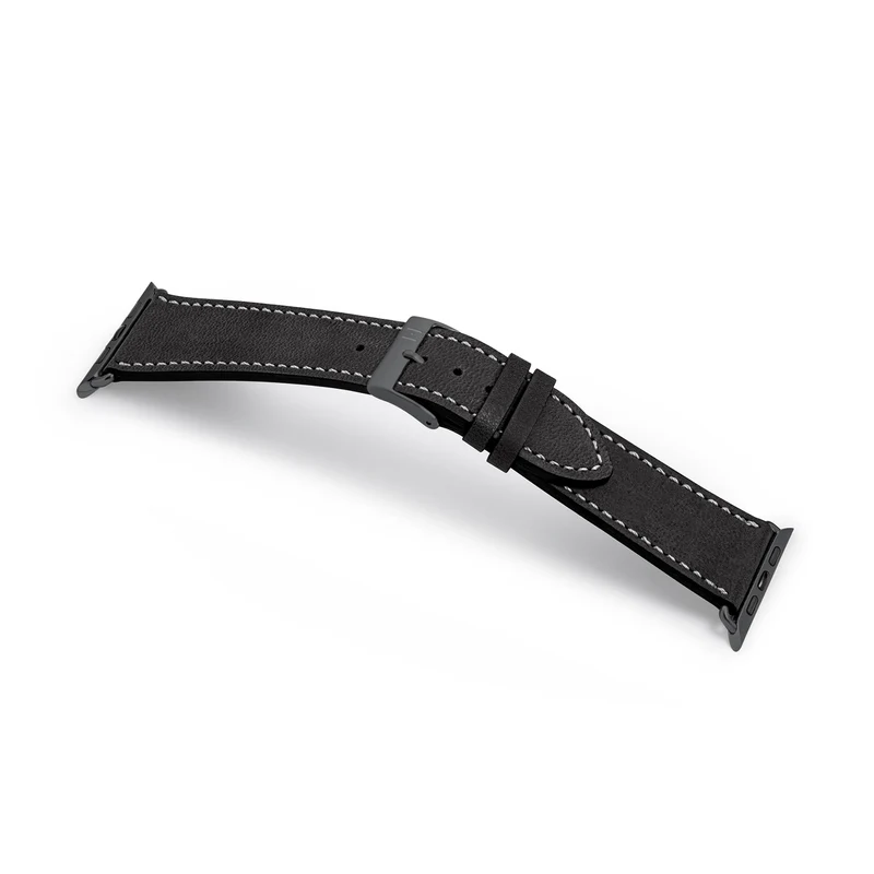 Apple Watch 1-9 Armband aus weichem Leder "HOHELUFT" – Schwarz