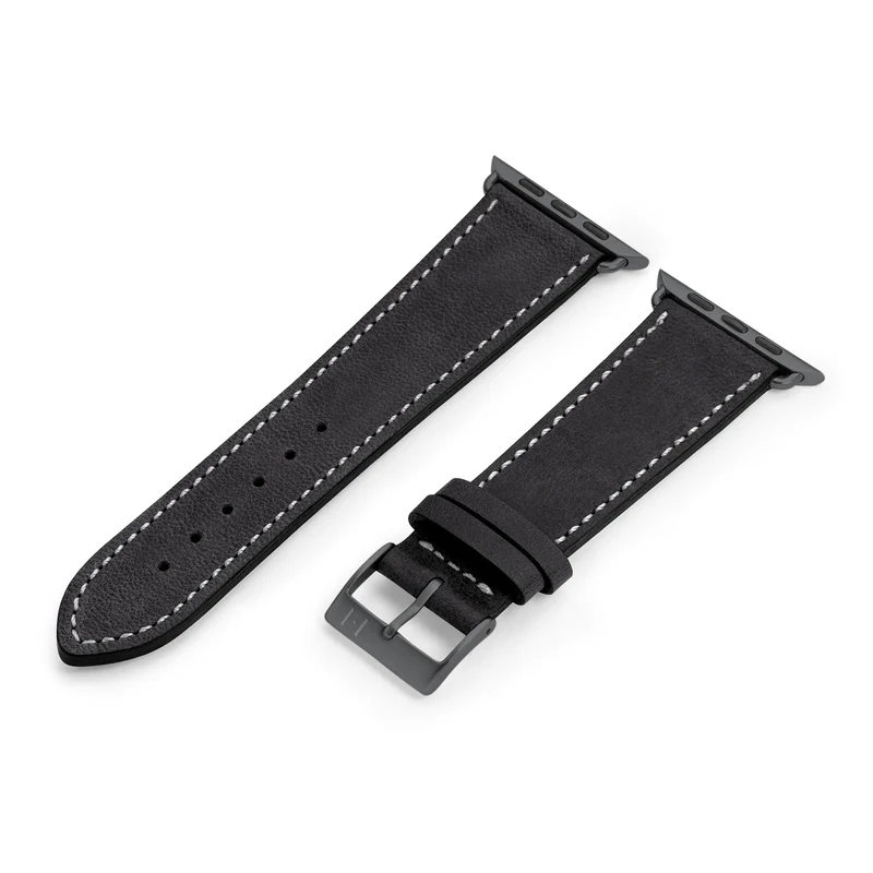 Apple Watch 1-9 Armband aus weichem Leder "HOHELUFT" – Schwarz