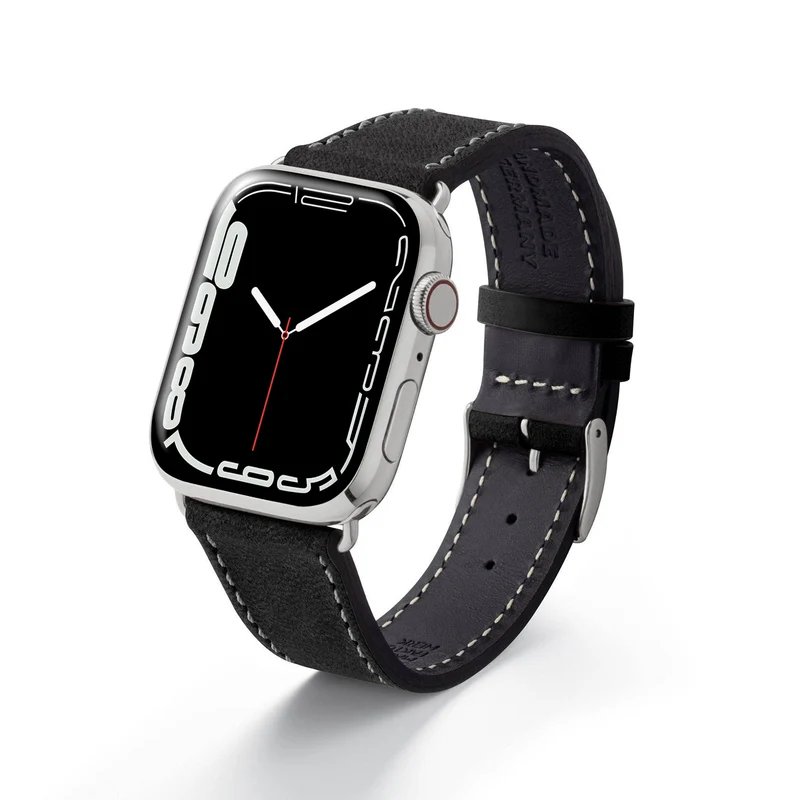 Apple Watch 1-9 Armband aus weichem Leder "HOHELUFT" – Schwarz