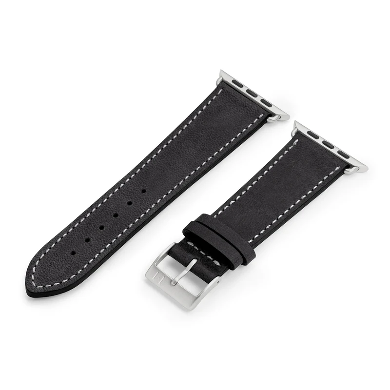 Apple Watch 1-9 Armband aus weichem Leder "HOHELUFT" – Schwarz