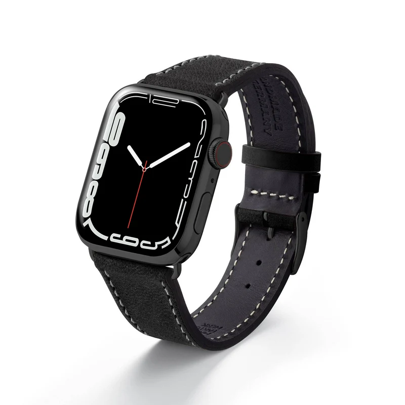 Apple Watch 1-9 Armband aus weichem Leder "HOHELUFT" – Schwarz