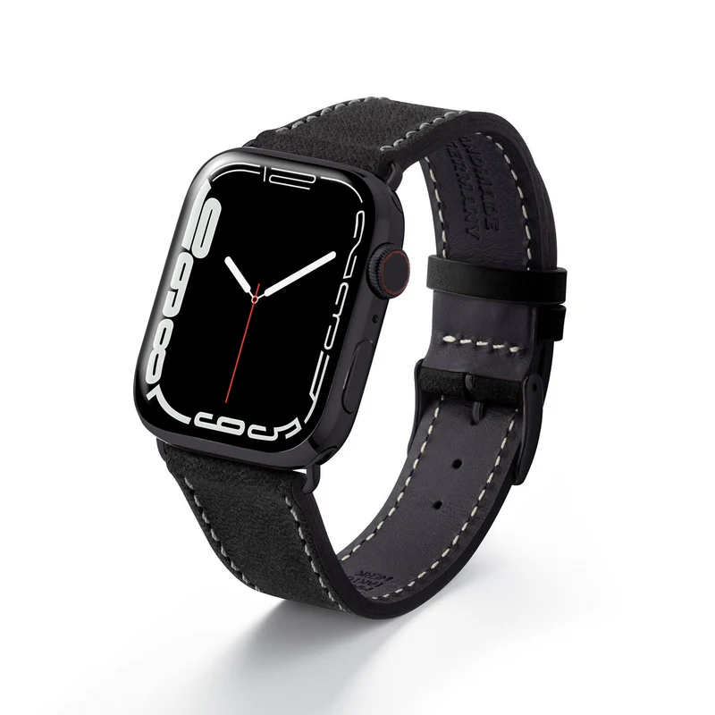 Apple Watch 1-9 Armband aus weichem Leder "HOHELUFT" – Schwarz