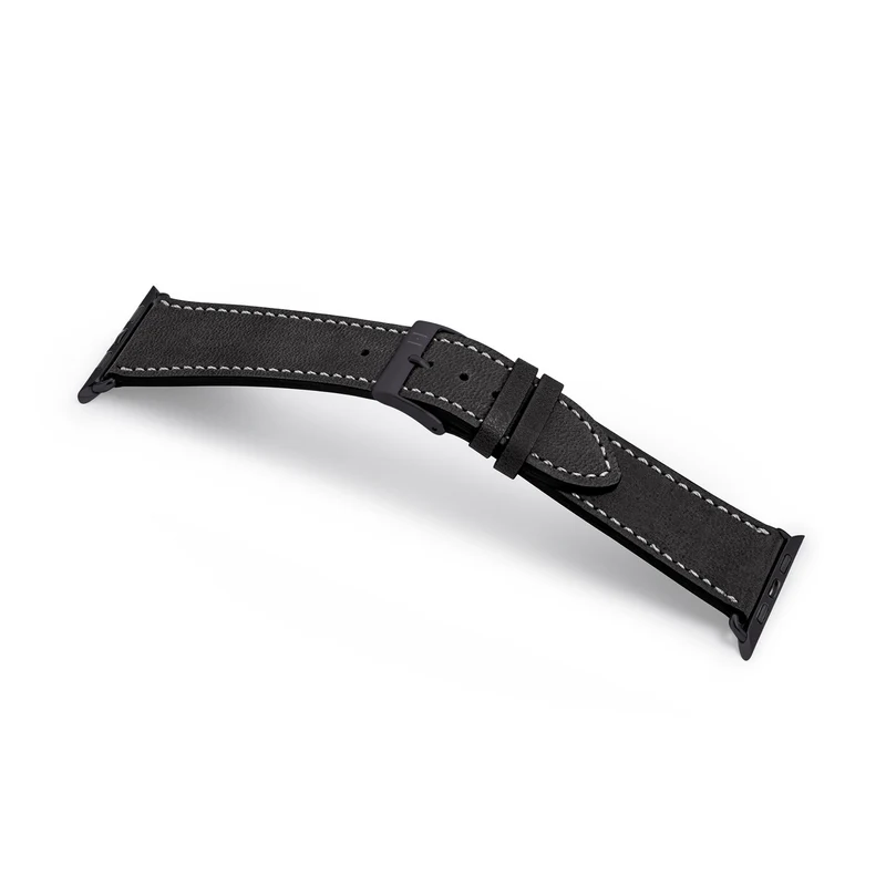 Apple Watch 1-9 Armband aus weichem Leder "HOHELUFT" – Schwarz