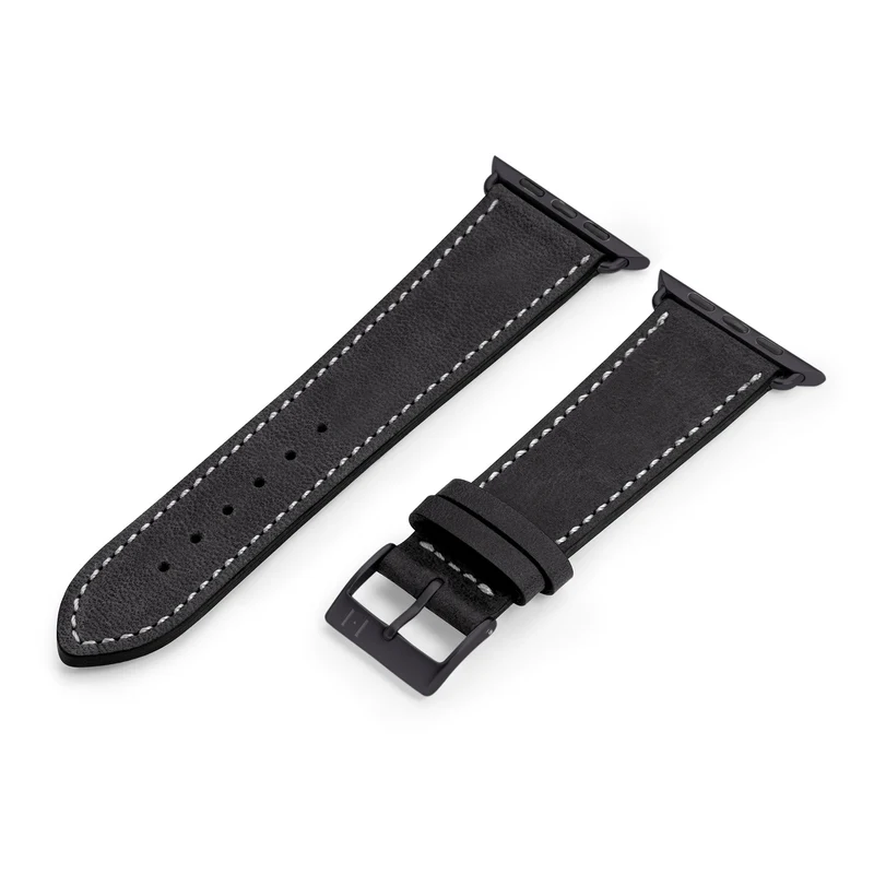 Apple Watch 1-9 Armband aus weichem Leder "HOHELUFT" – Schwarz