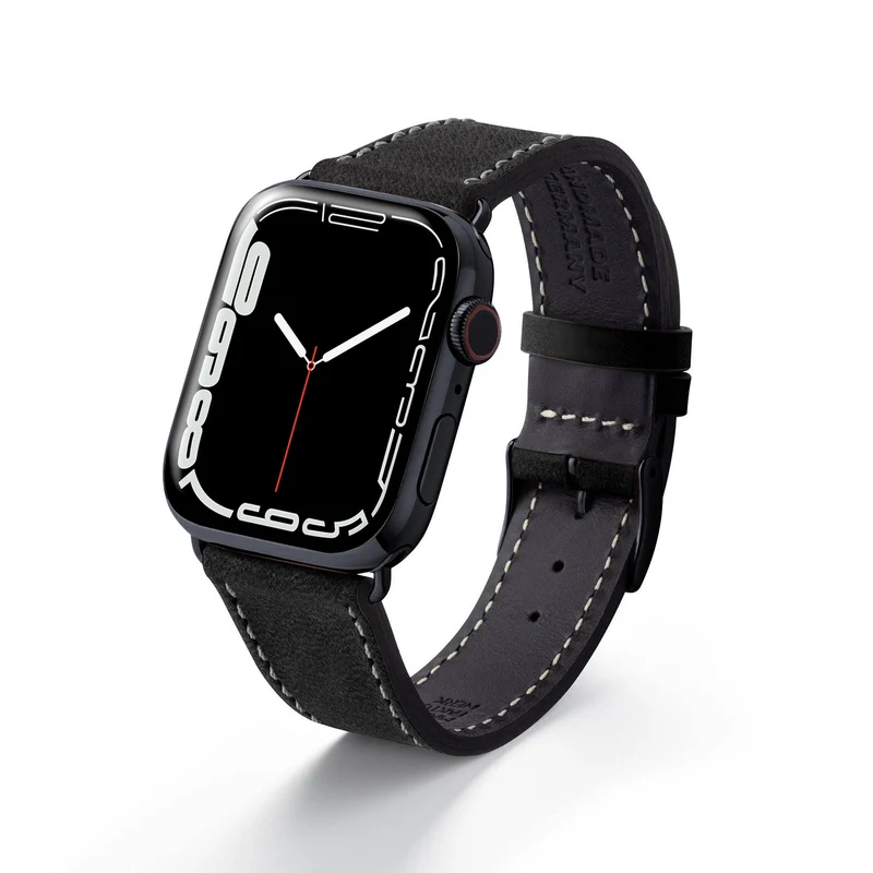 Apple Watch 1-9 Armband aus weichem Leder "HOHELUFT" – Schwarz