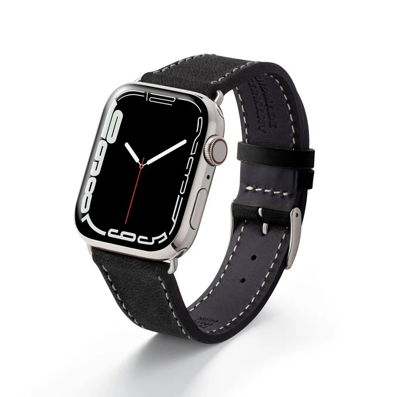 Apple Watch 1-9 Armband aus weichem Leder "HOHELUFT" – Schwarz