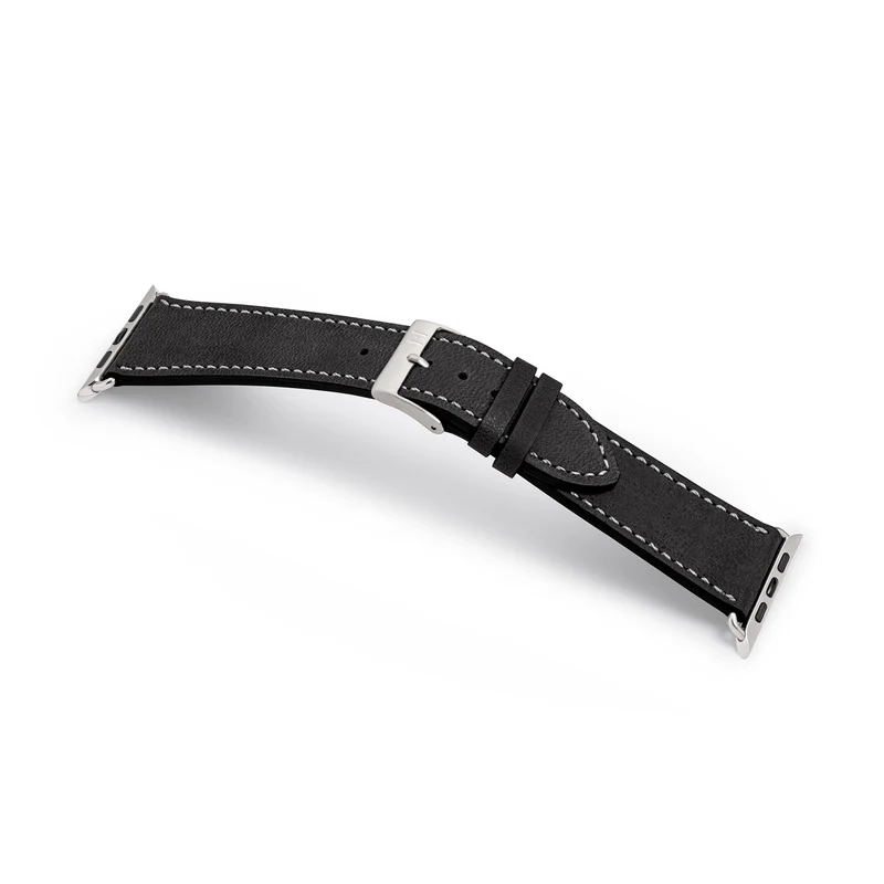 Apple Watch 1-9 Armband aus weichem Leder "HOHELUFT" – Schwarz