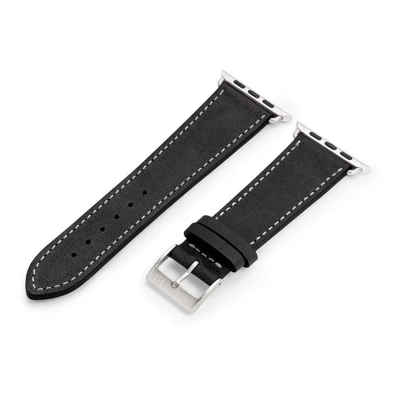 Apple Watch 1-9 Armband aus weichem Leder "HOHELUFT" – Schwarz