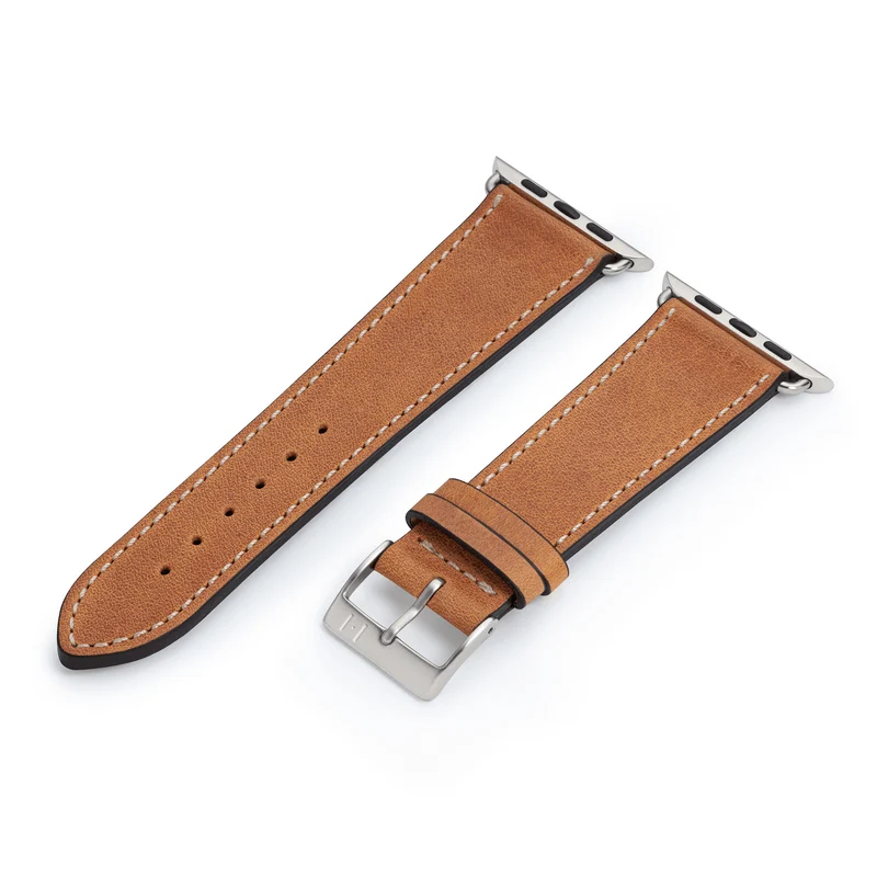 Apple Watch 1-9 Armband aus weichem Leder "HOHELUFT" – Cognac
