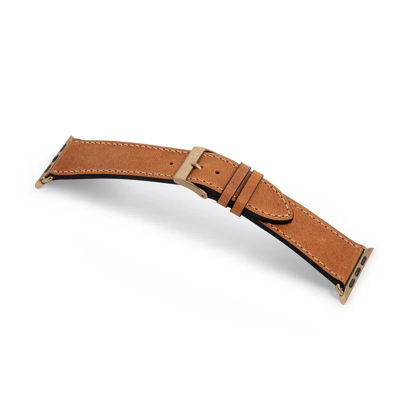 Apple Watch 1-9 Armband aus weichem Leder "HOHELUFT" – Cognac