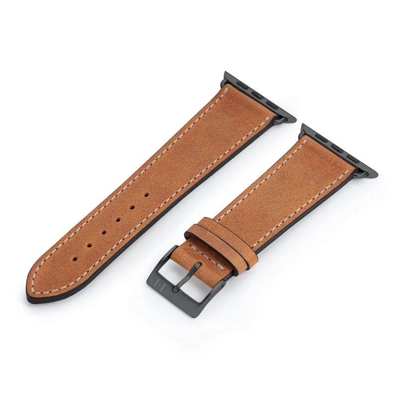 Apple Watch 1-9 Armband aus weichem Leder "HOHELUFT" – Cognac
