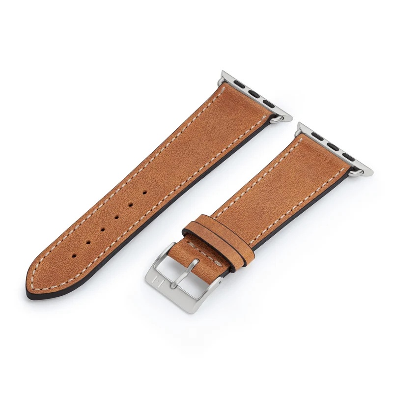 Apple Watch 1-9 Armband aus weichem Leder "HOHELUFT" – Cognac
