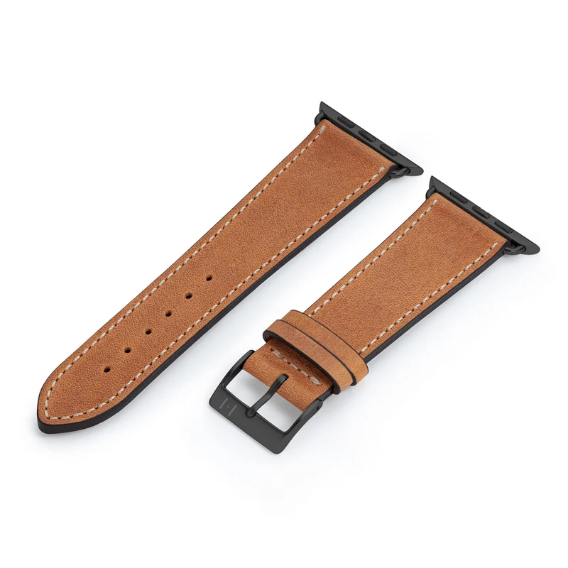 Apple Watch 1-9 Armband aus weichem Leder "HOHELUFT" – Cognac