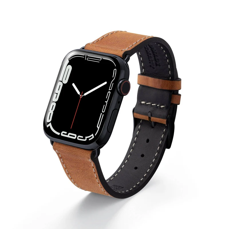 Apple Watch 1-9 Armband aus weichem Leder "HOHELUFT" – Cognac