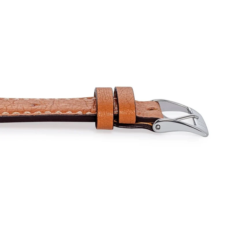 Edles Straußenleder Uhrenarmband "OBERKASSEL" (Straußenleder) – silberne Schließe