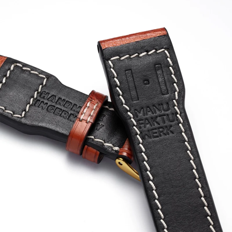 Alligator Uhrenarmband für große Fliegeruhr – kompatibles Armband zur IWC BIG PILOT (Armband nicht von IWC) – goldene Schließe