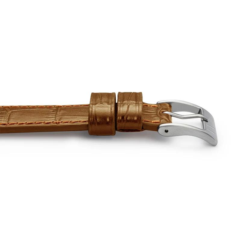 Uhrenarmband mit Kroko-Prägung "ROTHENBAUM" (Alligatornarbung auf Rindsleder) – silberne Schließe