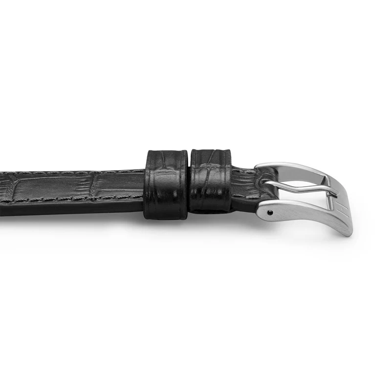 Uhrenarmband mit Kroko-Prägung "ROTHENBAUM" (Alligatornarbung auf Rindsleder) – silberne Schließe