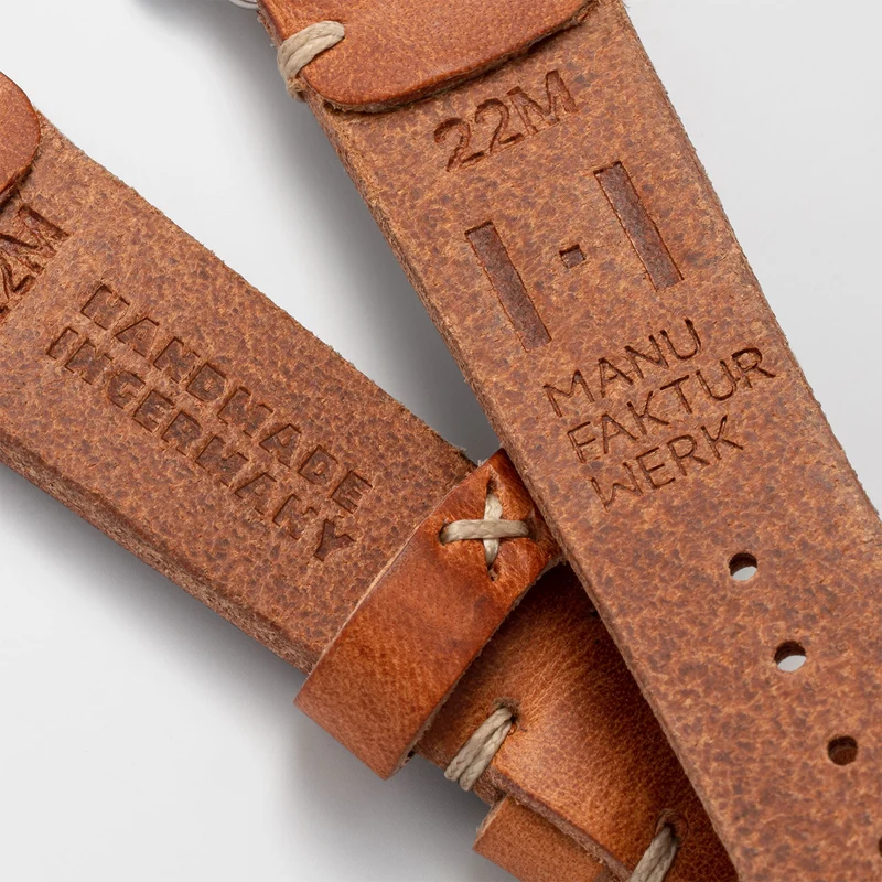 Handgenähtes Vintage Uhrenarmband "ST. PAULI" (Rindsleder) – goldene Schließe