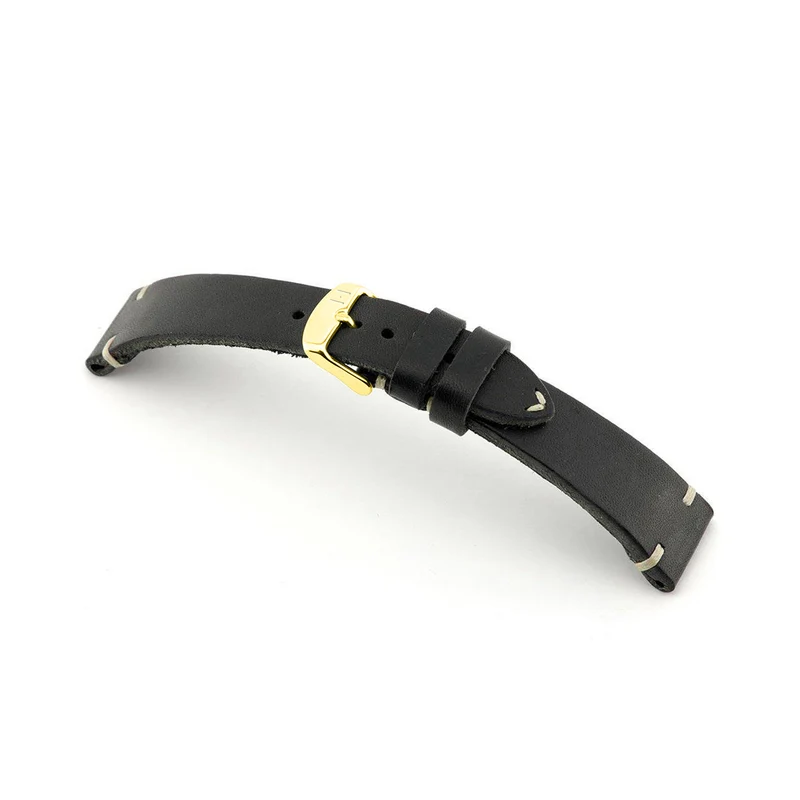Handgenähtes Vintage Uhrenarmband "ST. PAULI" (Rindsleder) – goldene Schließe