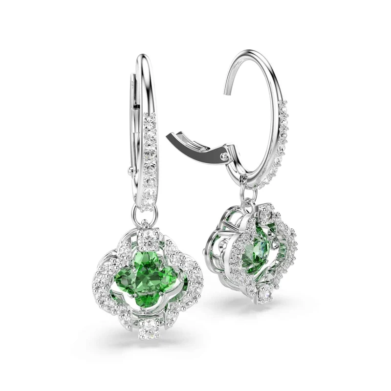 Swarovski Una Sparkling DC Ohrhänger in Silberoptik mit grünem Kristall 5758001