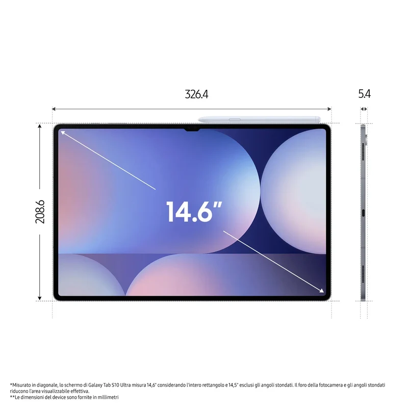 Samsung Galaxy S10 Ultra, 37,1 cm (14.6"), 2960 x 1848 Pixel, 256 GB, 12 GB, Android 14, Grau