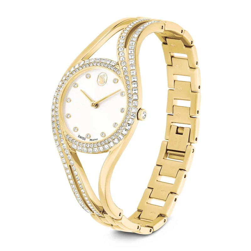Swarovski Hyperbola Goldfarbene Uhr mit weißem Zifferblatt 5754534