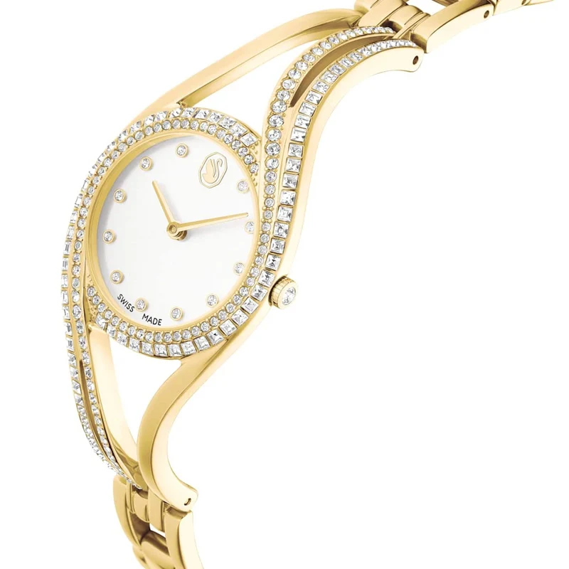 Swarovski Hyperbola Goldfarbene Uhr mit weißem Zifferblatt 5754534