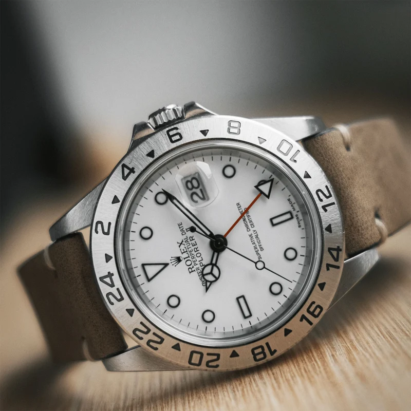Uhrenarmband "UHLENHORST" (Vegetabiles Vintage Leder) – silberne Schließe
