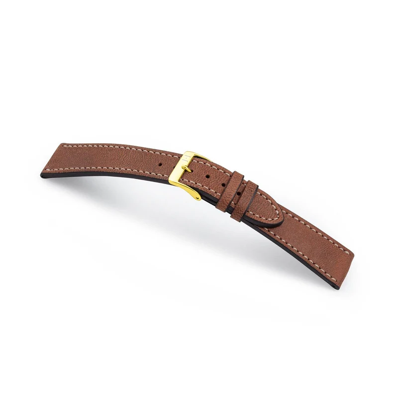 Uhrenarmband "HOHELUFT" (Vegetabiles Vintage Leder) – goldene Schließe