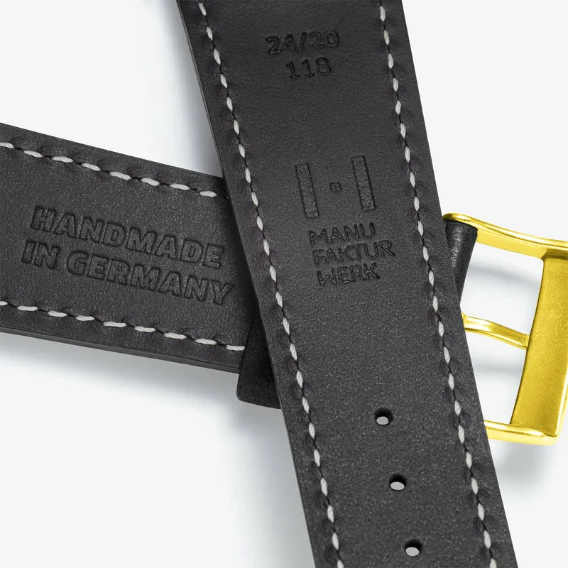 Uhrenarmband "HOHELUFT" (Vegetabiles Vintage Leder) – goldene Schließe