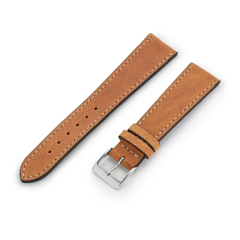Uhrenarmband "HOHELUFT" (Vegetabiles Vintage Leder) – silberne Schließe