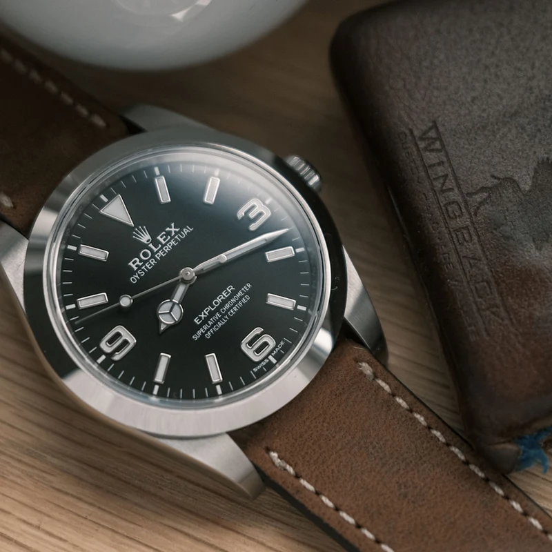 Uhrenarmband "HOHELUFT" (Vegetabiles Vintage Leder) – silberne Schließe