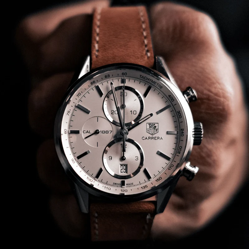 Uhrenarmband "HOHELUFT" (Vegetabiles Vintage Leder) – silberne Schließe