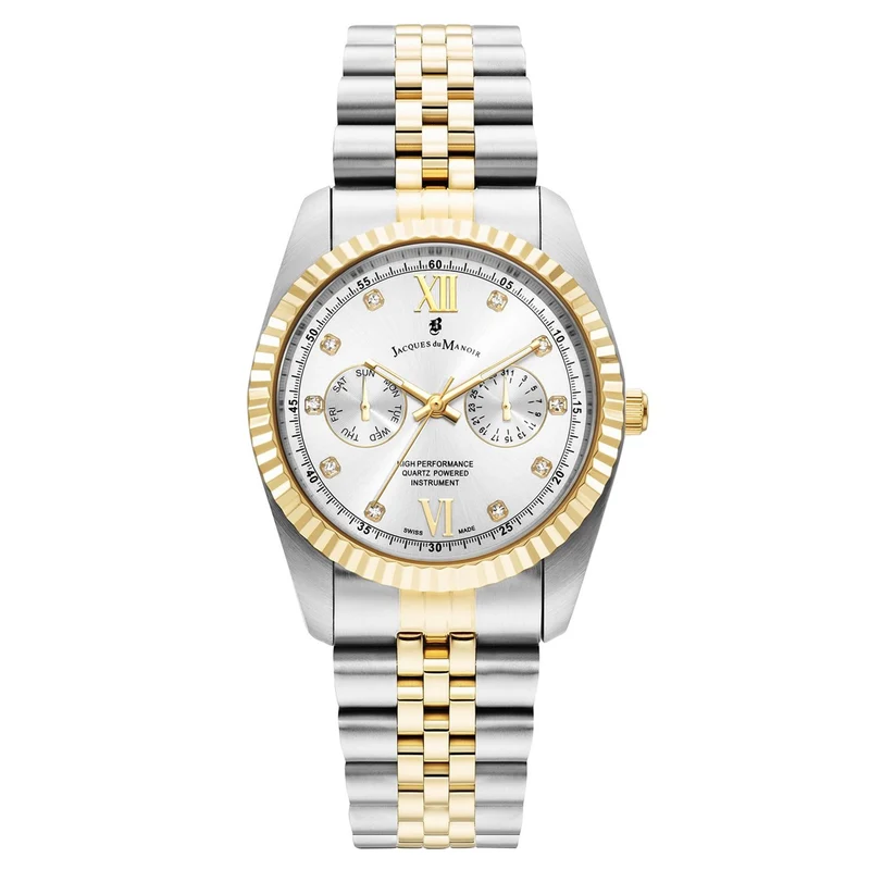 Jacques du Manoir Inspiration Multifunction Silber- und Goldfarbene Edelstahl Unisex-Armbanduhr JWN06102