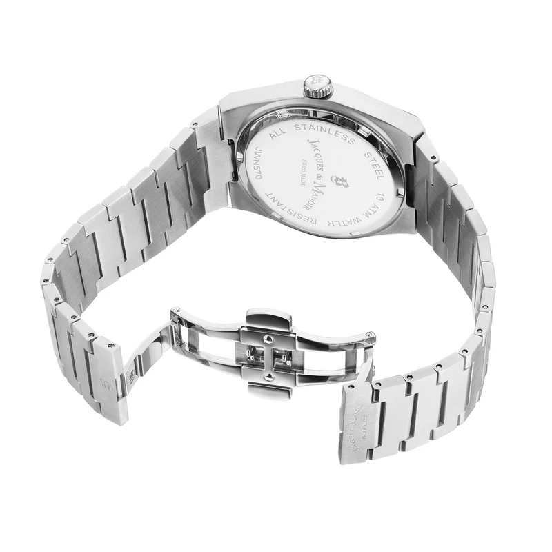 Jacques du Manoir Horizon Gents Multifunction Silberfarbene Edelstahl Herrenarmbanduhr JWN05702