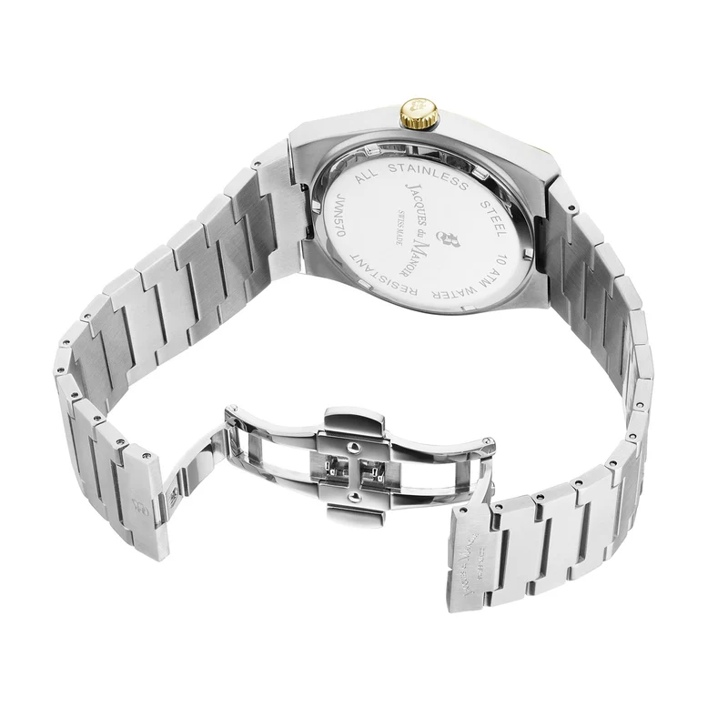 Jacques du Manoir Horizon Gents Multifunction Silber- und Goldfarbene Herrenarmbanduhr JWN05704