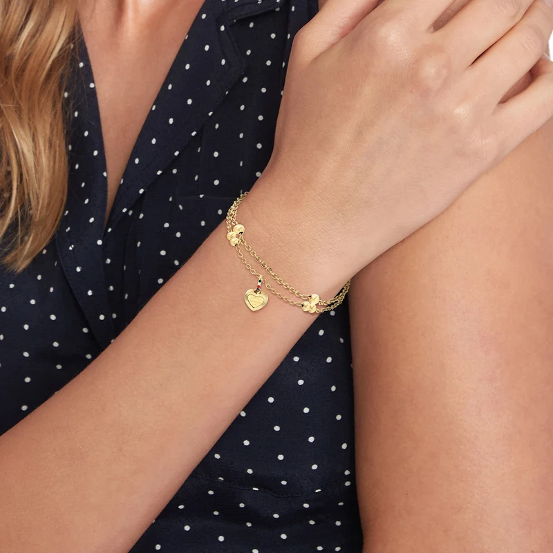 Tommy Hilfiger Edelstahl Goldfarbenes Damen Gliederarmband TJ2781012