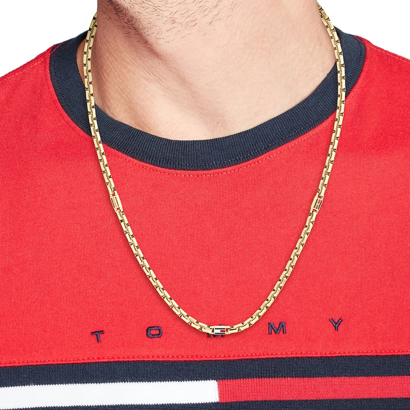 Tommy Hilfiger Edelstahl Goldfarbenes Herren Halskette TJ2790673