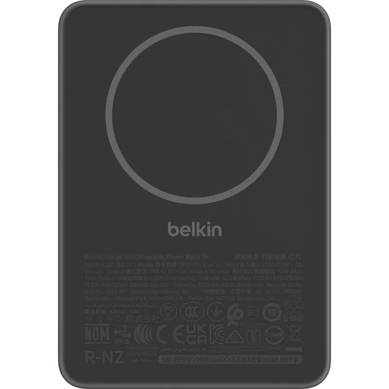 Belkin BoostCharge Slim 5K Magnetic Power Bank (Black)