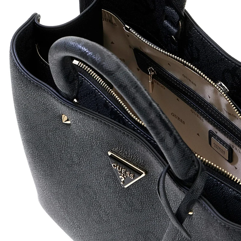 Guess Meridian II Coal Logo Girlfriend Satchel HWOS69-74060-CLO
