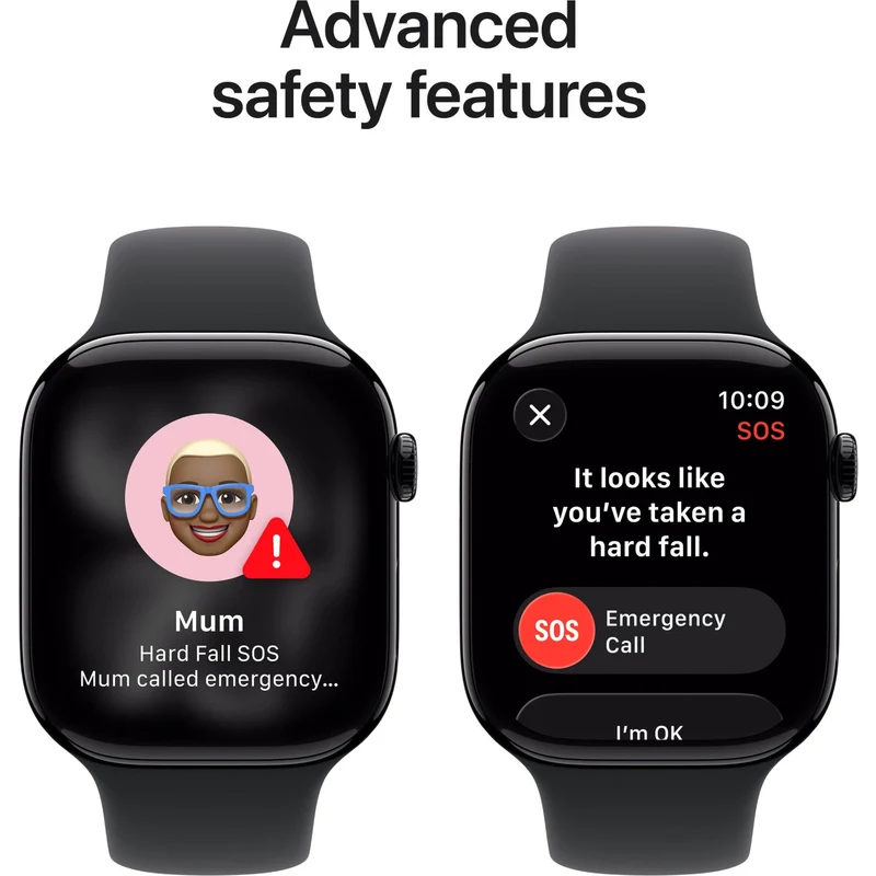Apple Watch Series 11 46mm Jet Black Aluminium Case GPS + Cellular Sport Band (M/L) [Black]