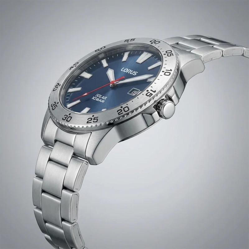 Lorus Solar Herrenuhr Mit Blauem Zifferblatt RX341AX9