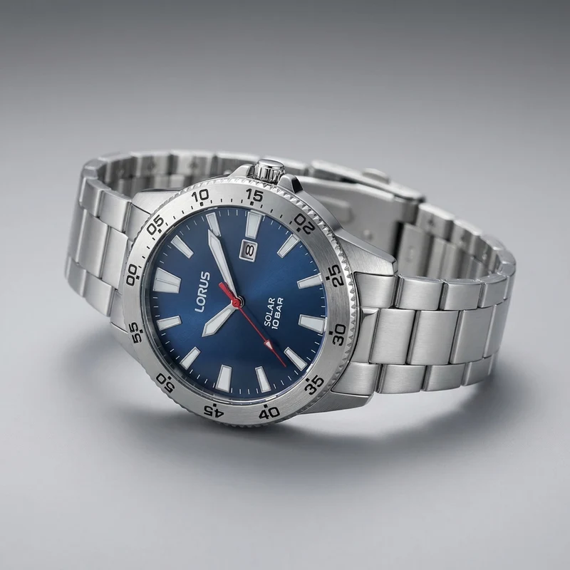 Lorus Solar Herrenuhr Mit Blauem Zifferblatt RX341AX9