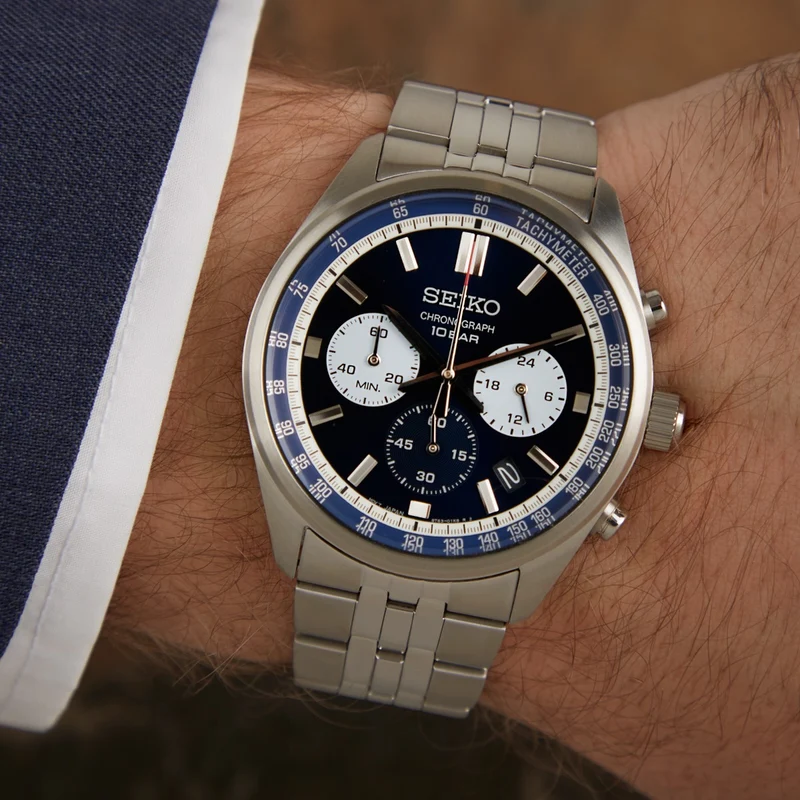 Seiko herren Uhr Silber SSB427P1