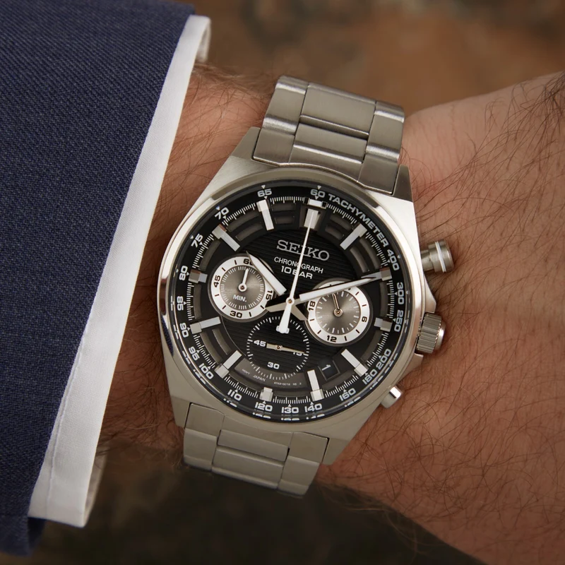 Seiko Chronograph herren Uhr Silber SSB397P1
