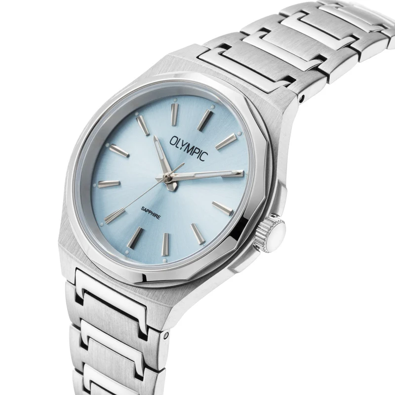 Olympic Momentum Silberne Und Blaue Damenuhr OL66DSS026
